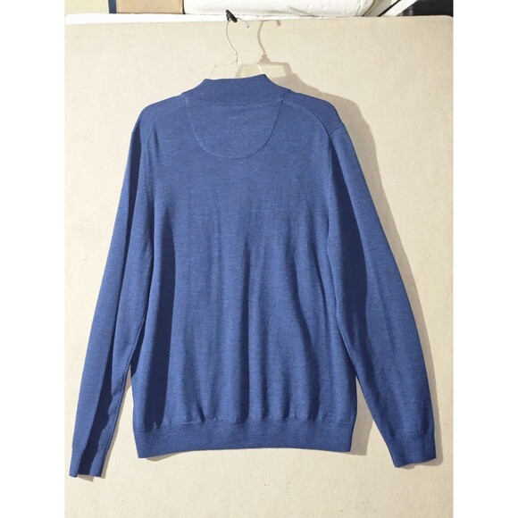 Nordstrom Merino Wool Henley Sweater 1/4 Zip  Mens XL Blue Preppy Small Flaw - Picture 8 of 10